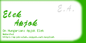 elek apjok business card